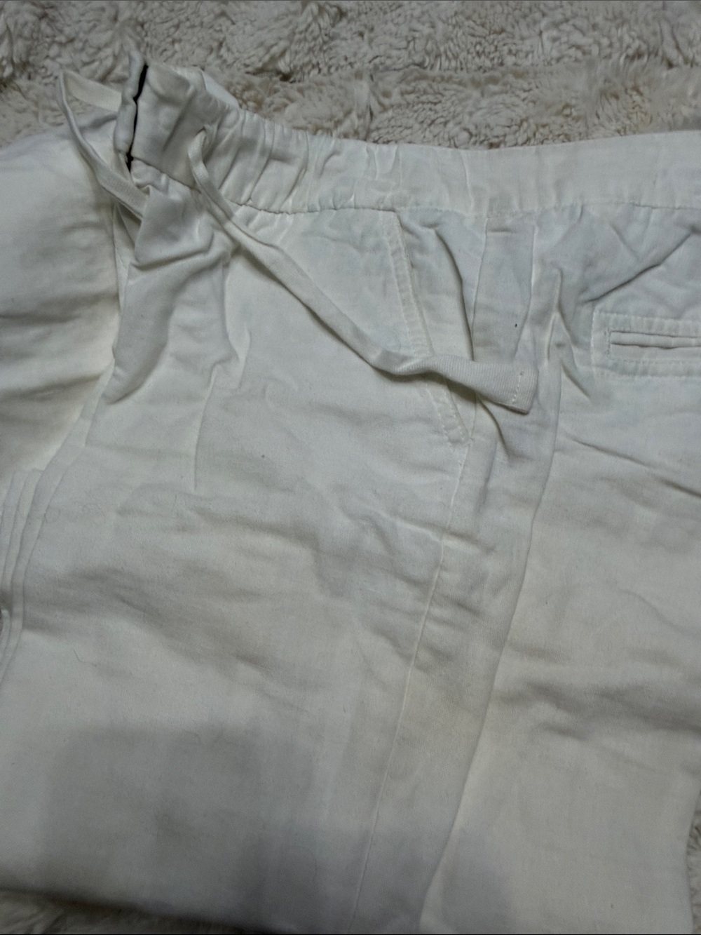 J. Crew Men's White Drawstring Linen-Blend Joggers